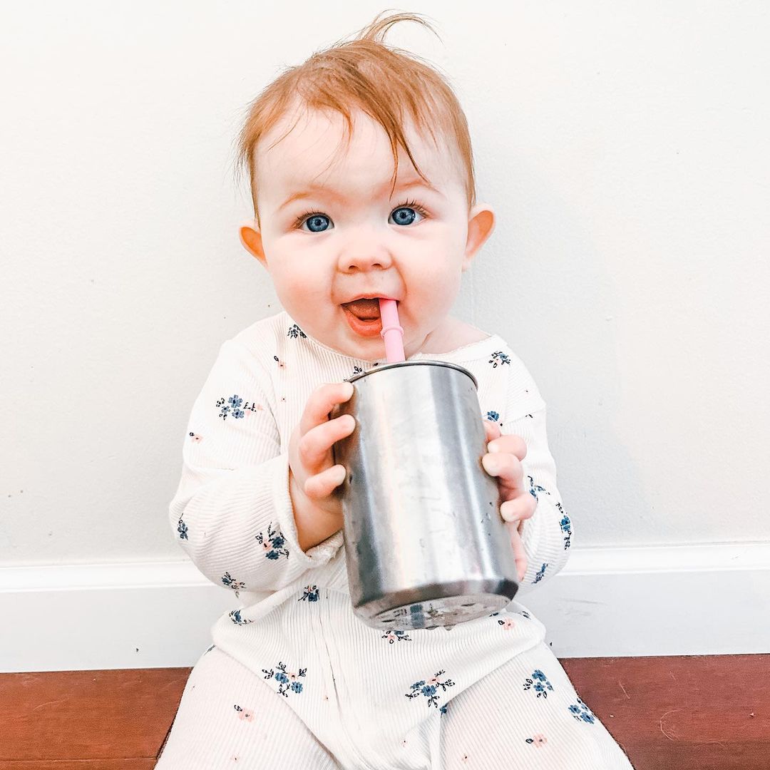 8 oz Medium Sippy Cup + Straw | Stainless Steel & Silicone