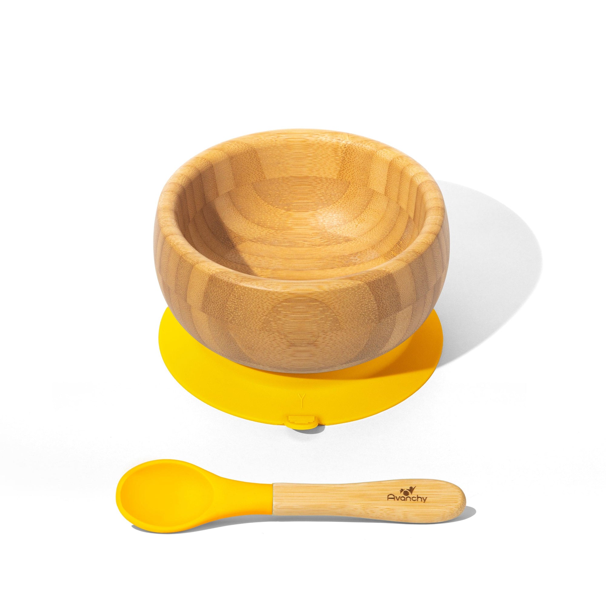 Bamboo Baby Suction Bowl + Spoon - Avanchy Sustainable Baby Dishware