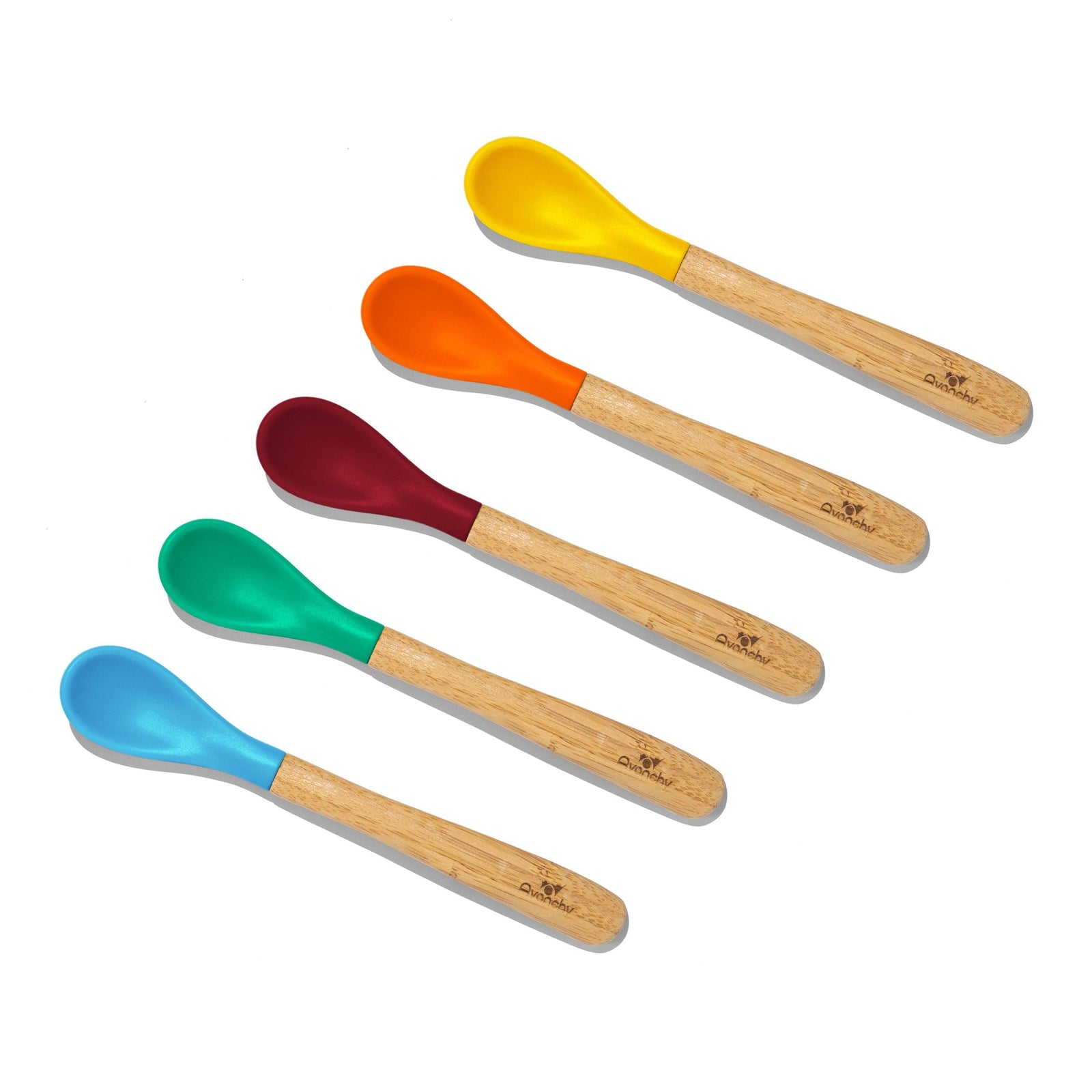 Bamboo Infant Spoons - BLW Baby Self Feeding Spoon | Thin - Long - Avanchy Sustainable Baby Dishware