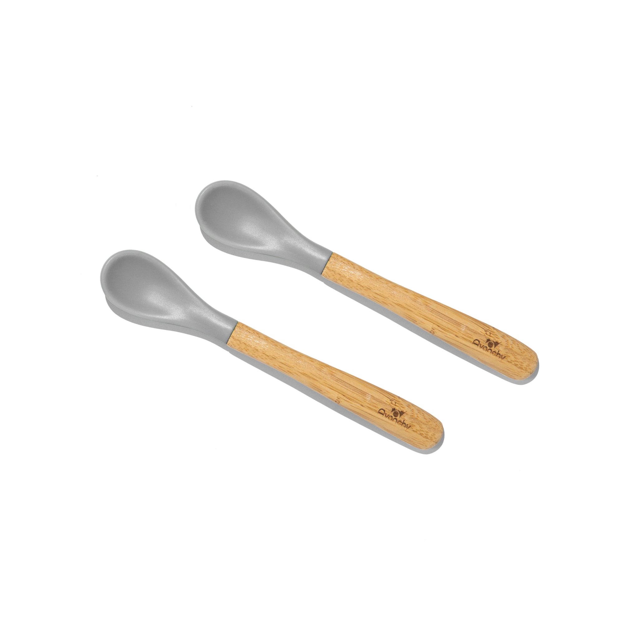 Bamboo Infant Spoons - BLW Baby Self Feeding Spoon | Thin - Long - Avanchy Sustainable Baby Dishware