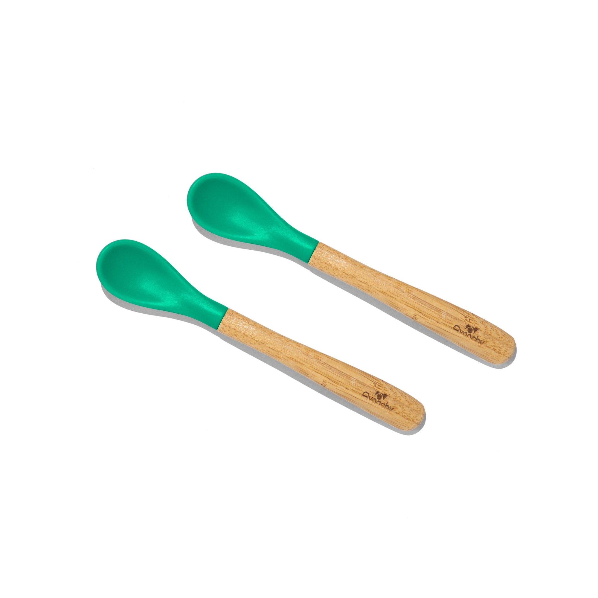 Bamboo Infant Spoons - BLW Baby Self Feeding Spoon | Thin - Long - Avanchy Sustainable Baby Dishware