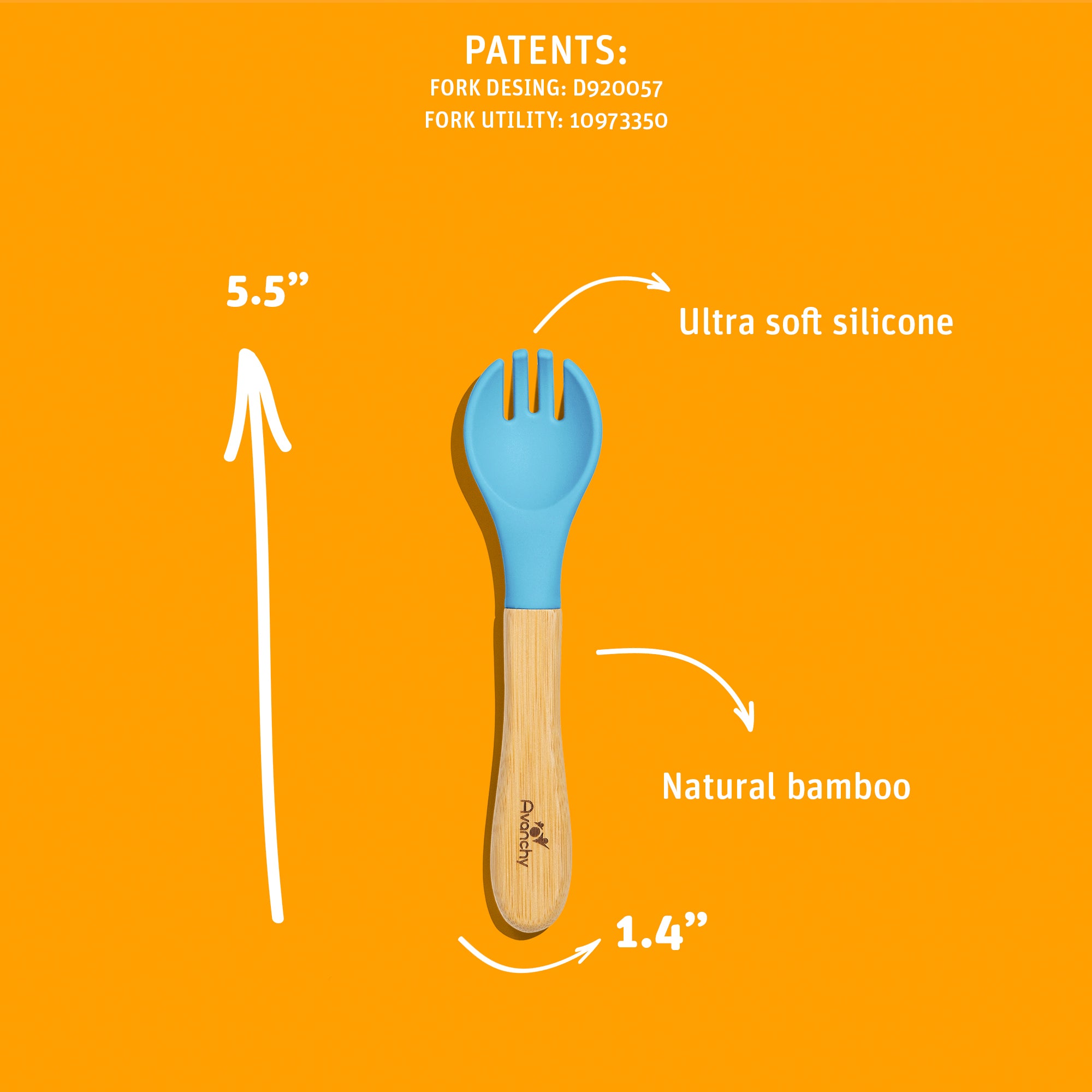 Bamboo Training Single Fork - Baby Led Weaning Forks - BLW 6 months - Avanchy Sustainable Baby Dishware