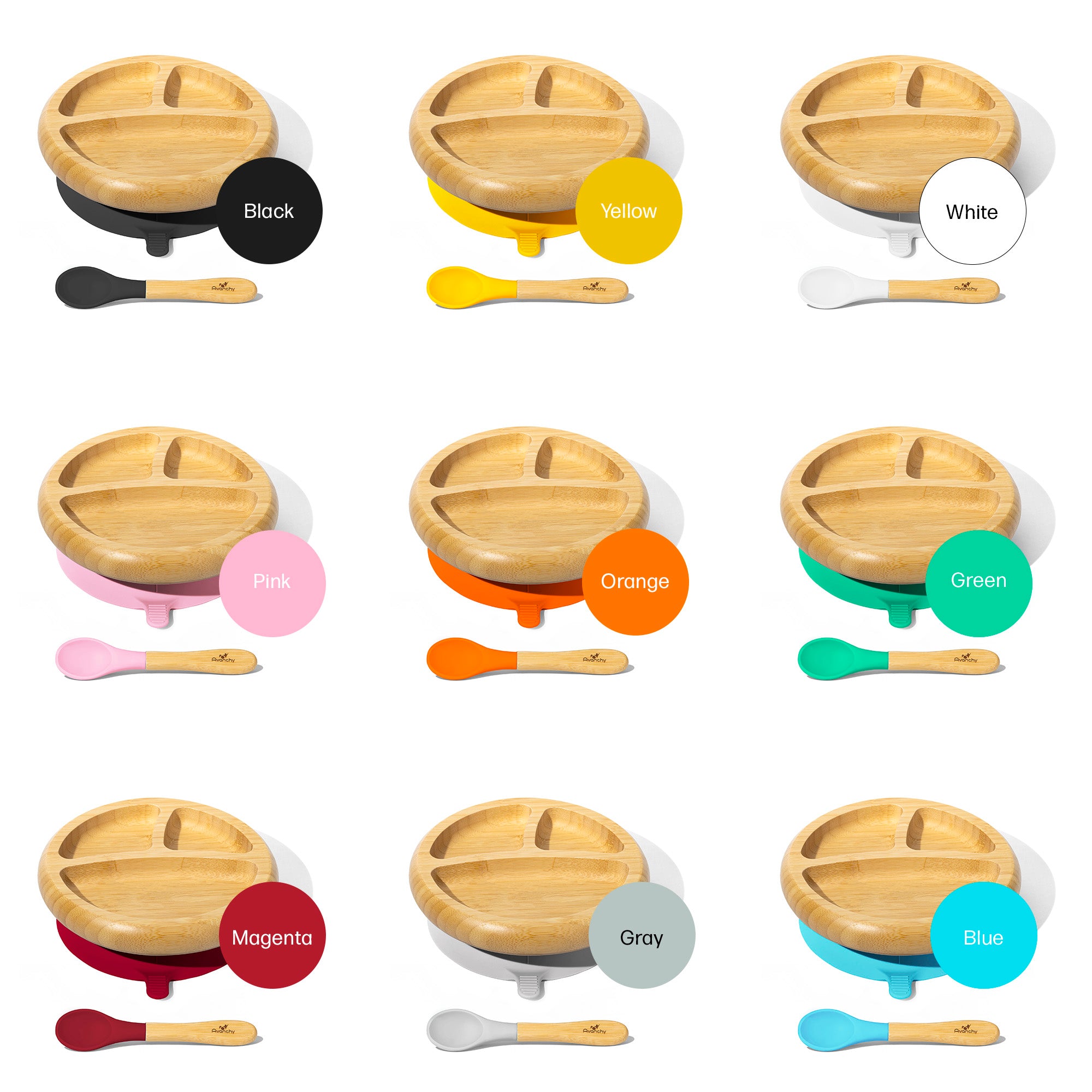 Baby Divided Plate + Spoon | Bamboo & Silicone