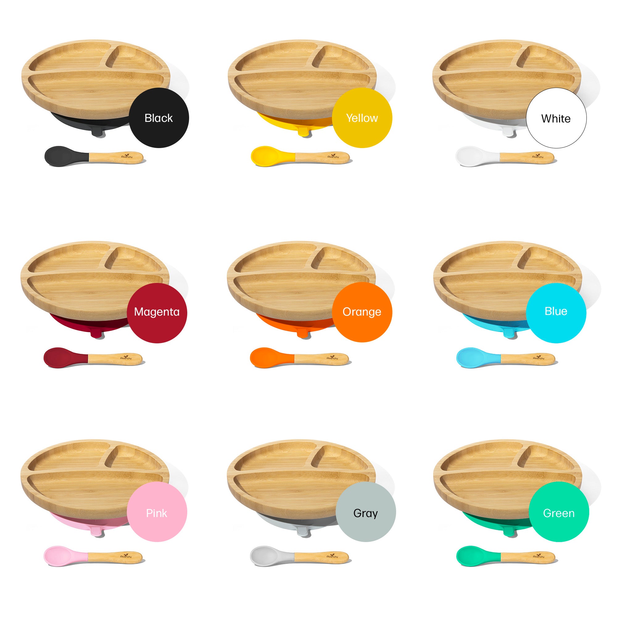 Toddler Divided Plate + Spoon | Bamboo & Silicone