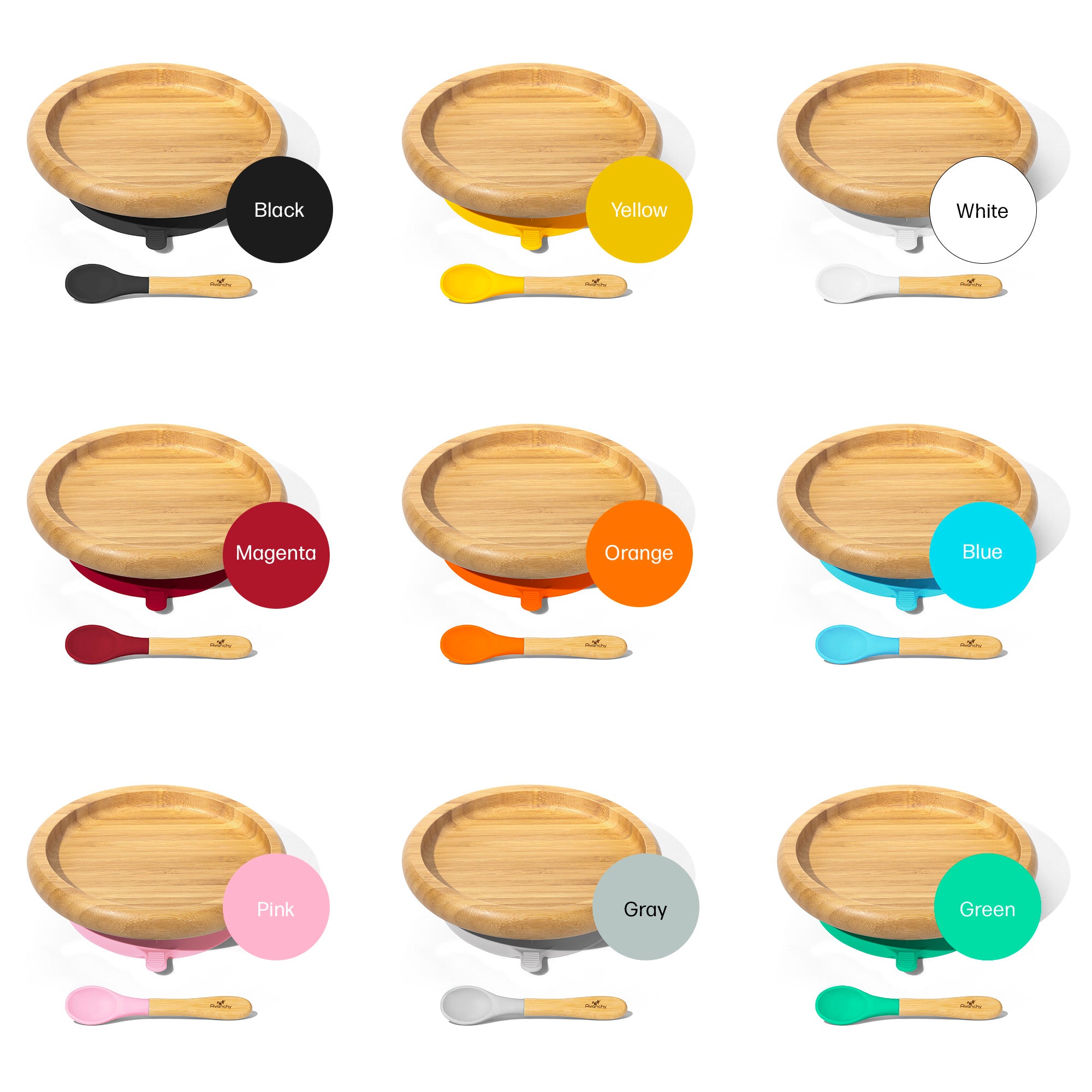 Baby Open Plate + Spoon | Bamboo & Silicone