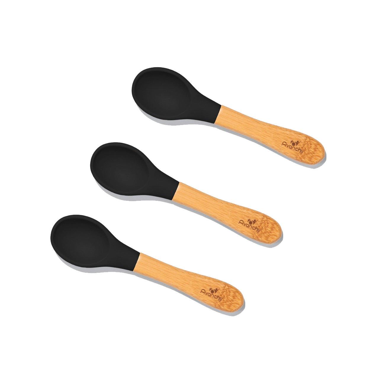 Monochrome Utensils Tri-Pack - Avanchy Sustainable Baby Dishware