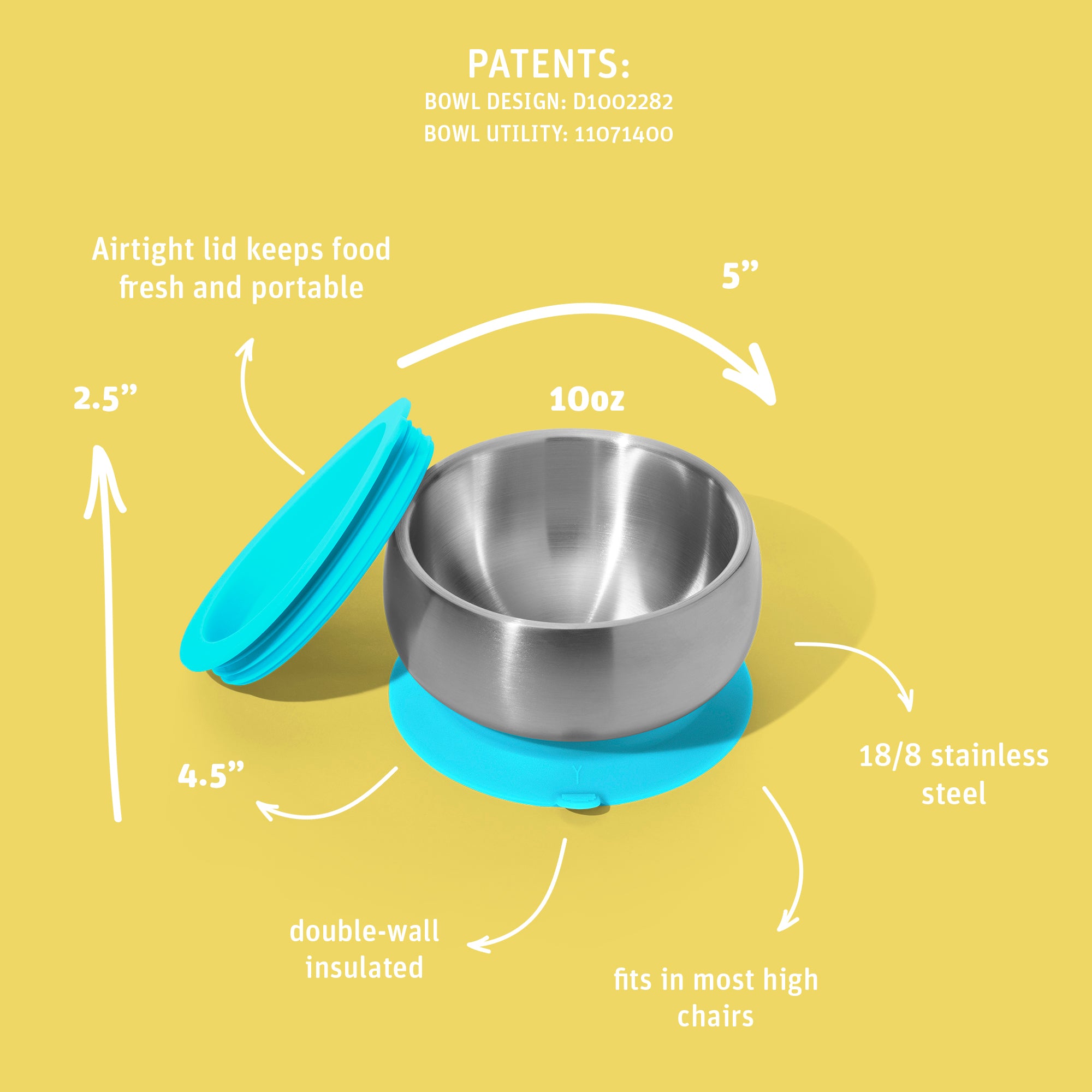 Stainless Steel Baby Bowl Bundle - BLW Removeable Suction Infant Feeding Bowl + Lid + 2 Spoons Set - Avanchy Sustainable Baby Dishware