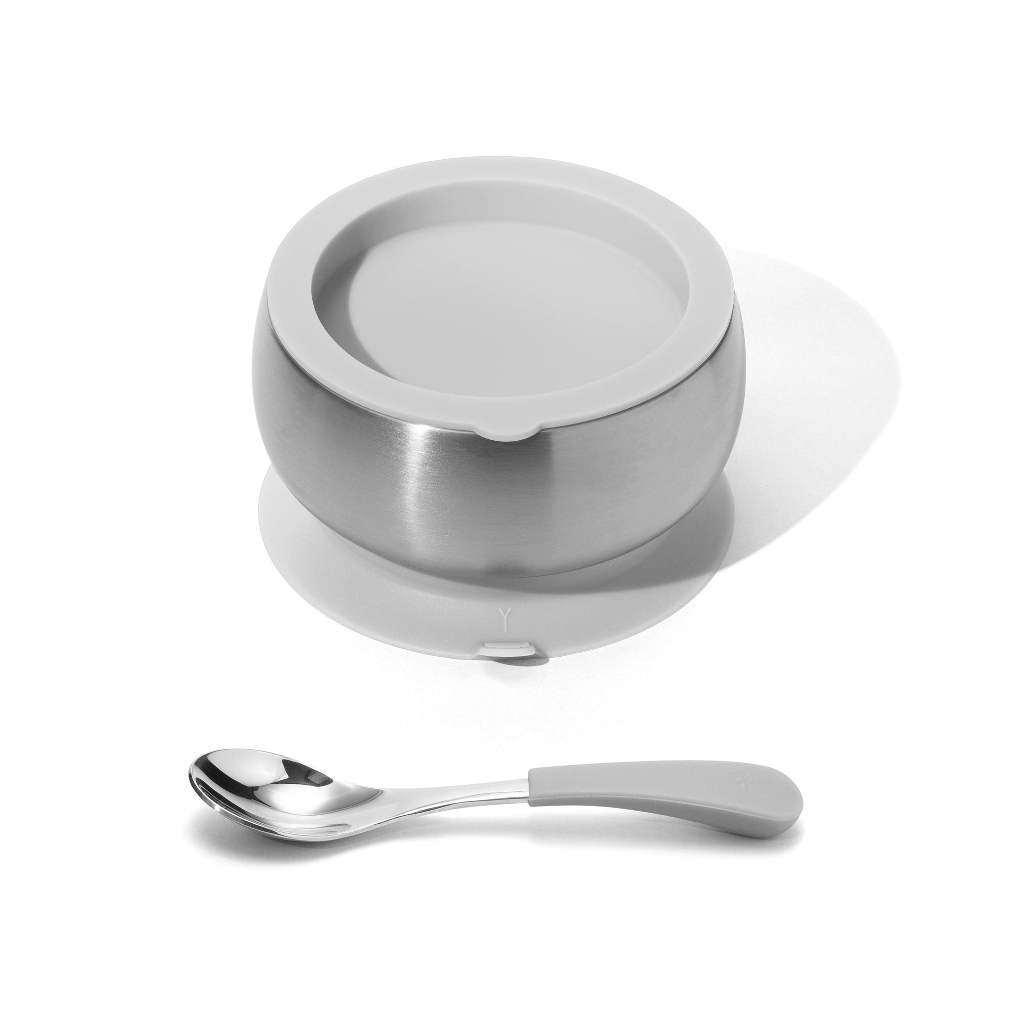 Stainless Steel Baby Bowl + Spoon - BLW Removeable Suction Infant Feeding Bowl + Lid Set - Avanchy Sustainable Baby Dishware