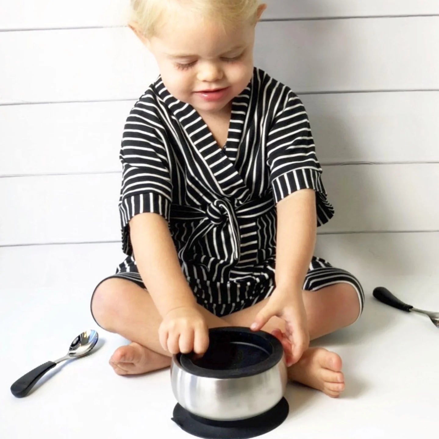 Baby Bowl + Storage Lid + 2 Spoons | Stainless Steel & Silicone