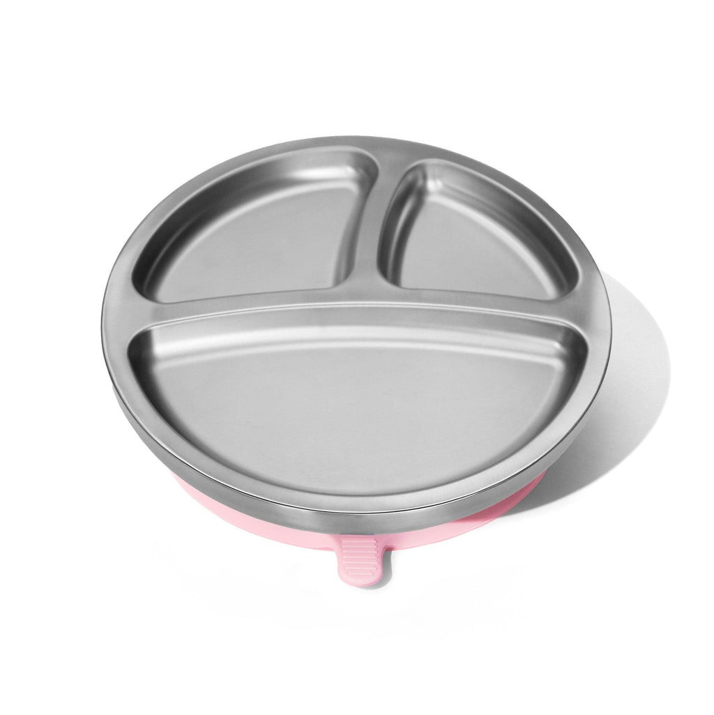 Stainless Steel Baby Plates - BLW Removeable Silicone Suction Cup Divided Plate - Avanchy Sustainable Baby Dishware