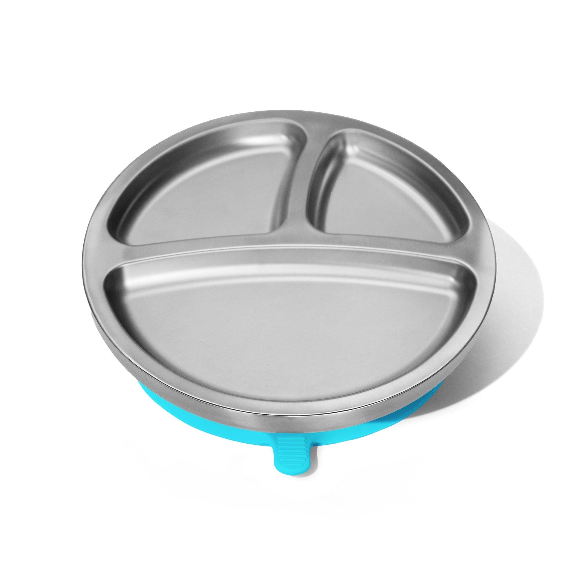 Stainless Steel Baby Plates - BLW Removeable Silicone Suction Cup Divided Plate - Avanchy Sustainable Baby Dishware