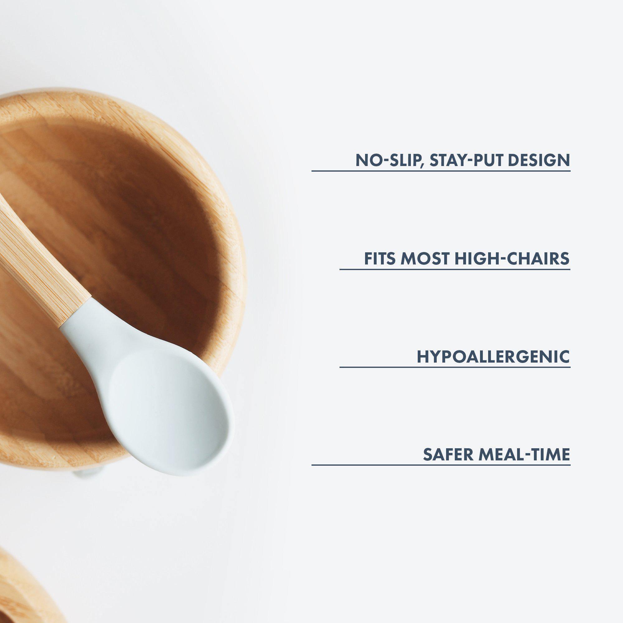 Bamboo Baby Suction Bowl + Spoon - Avanchy Sustainable Baby Dishware